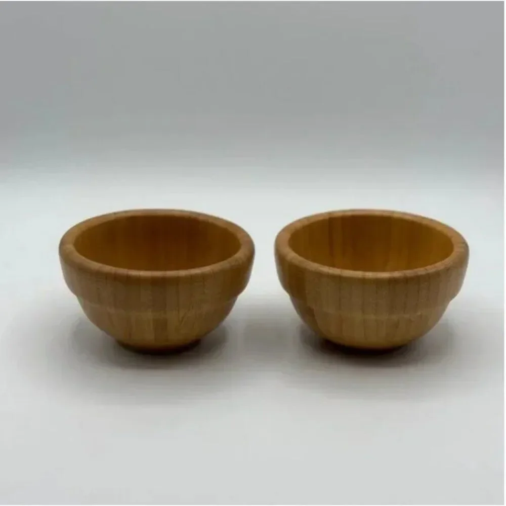 Pair of Pampered Chef Bamboo Party Snack Bowls